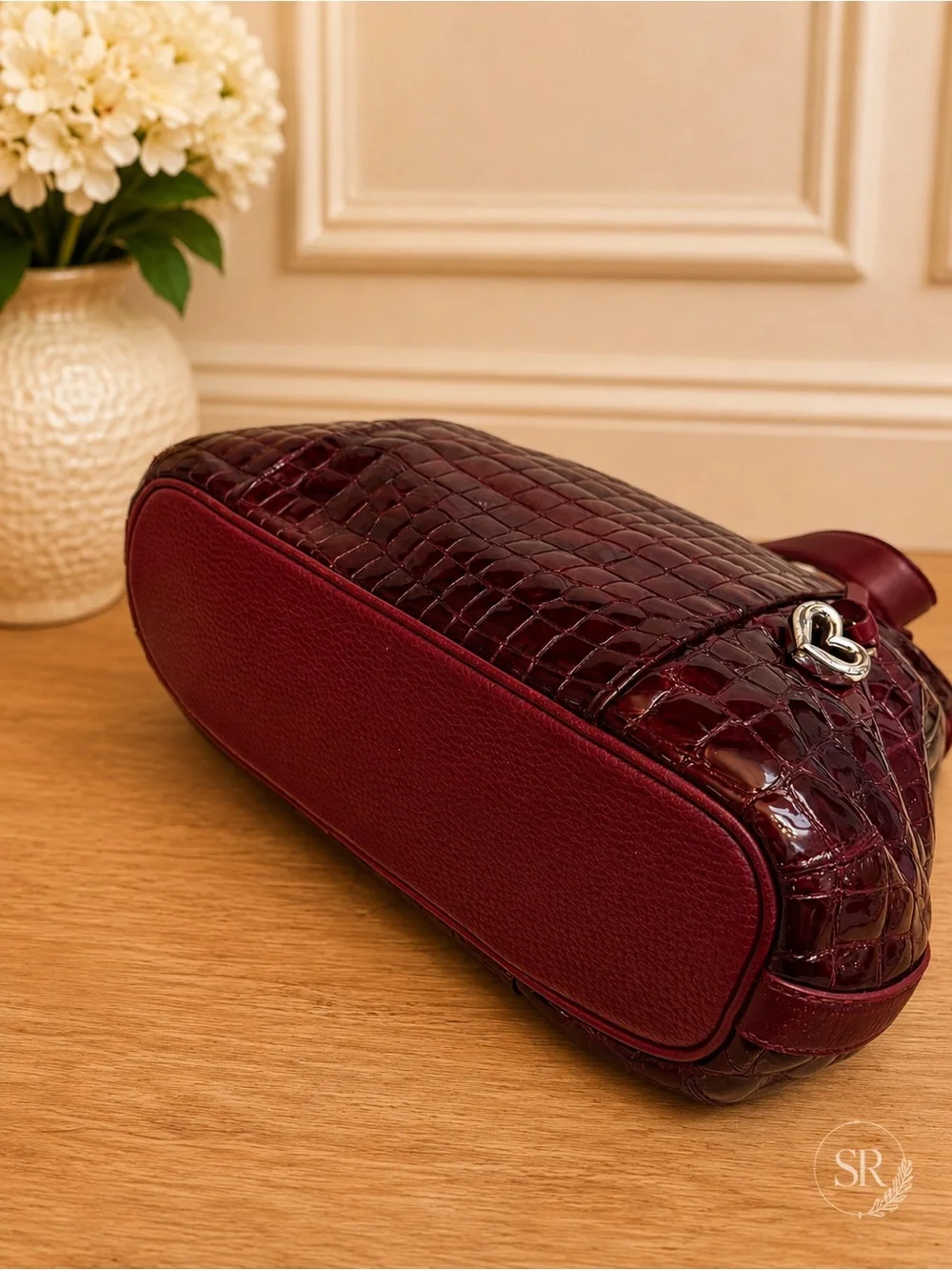 Brighton Croc-Embossed Shoulder Bag in Burgundy